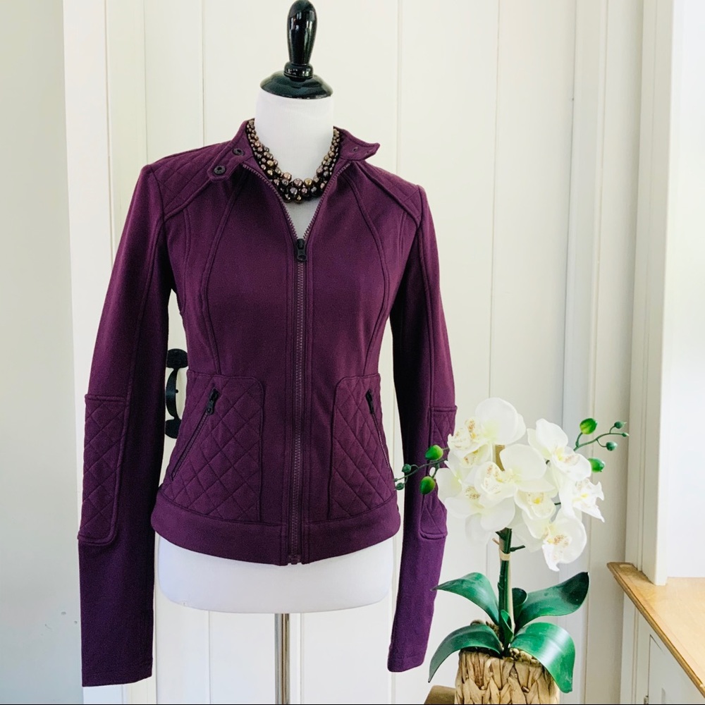BLANC NOIR Deep Purple Quilted Zipper Jacket